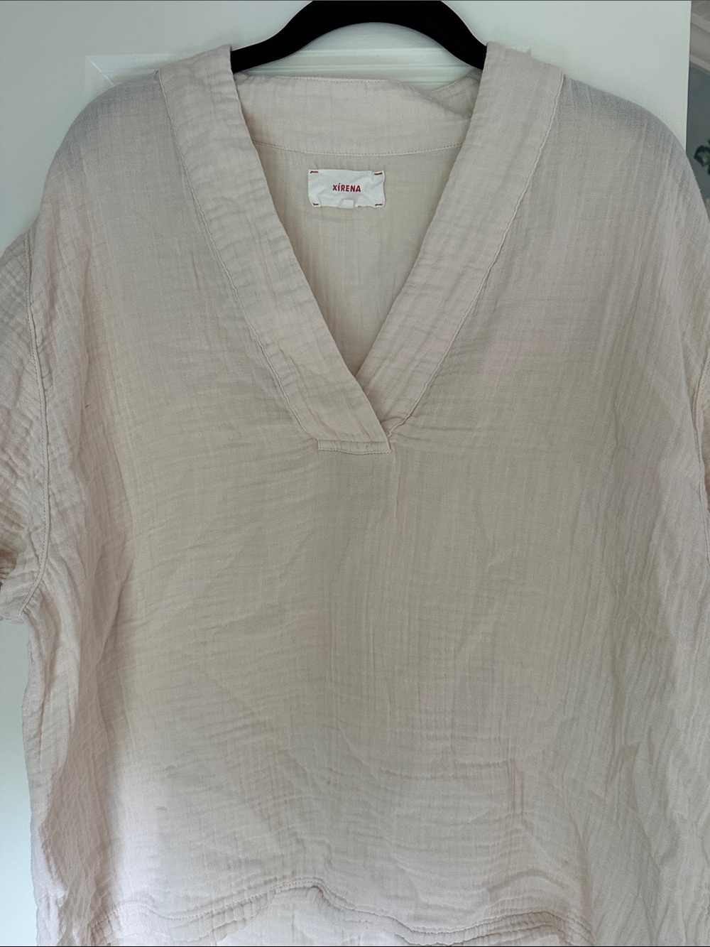 XiRENA Beige V-Neck Gauze Tunic